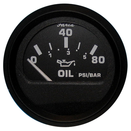 Faria Beede Instruments Euro Black 2" Oil Pressure Gauge - 80 PSI 12803